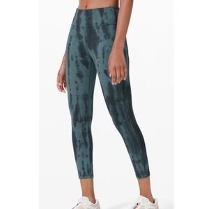 Lululemon wunder under shibori tie dye leggings sz 8 green blue